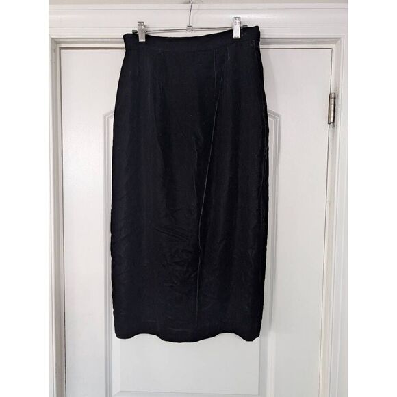 Talbots Vintage Velour Midi Skirt women's 10 black wrap pencil witchy goth Punk - Picture 5 of 7